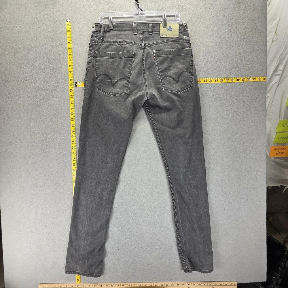 Vintage Levis Blue Star Jeans Mens 34x34 Gray Charcoal Wash Zip Fly Engineered